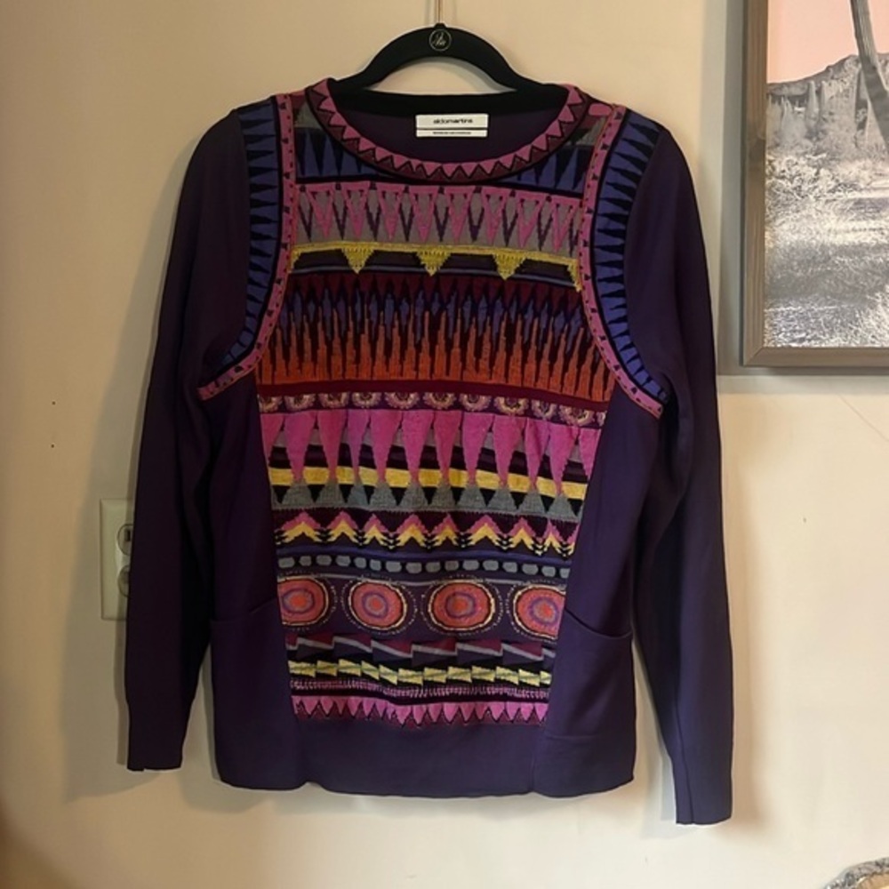 Aldo Martins | Anthro Purple Wool & Cashmere Geometric Sweater Size 8